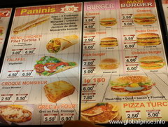 Fast food in Paris, panini and burgers